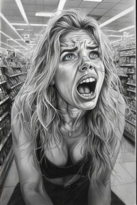 womangoingcrazyatwalmartselfcheckout